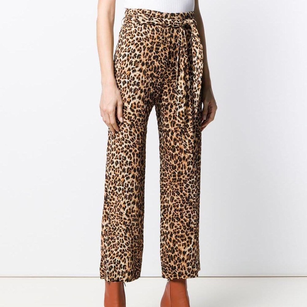 Nanushka - Luma Straight Leg Pant - Ocelot Print - Size S